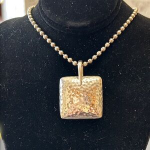 Silpada Hammered Silver Square Pendant Necklace